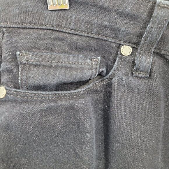 Paige Verdugo Crop Jeans 32 Black Overdye Midrise Ankle Stretch Skinny 5 Pocket - Picture 8 of 15